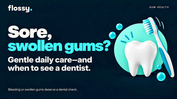 Decorative gum care title card illustration